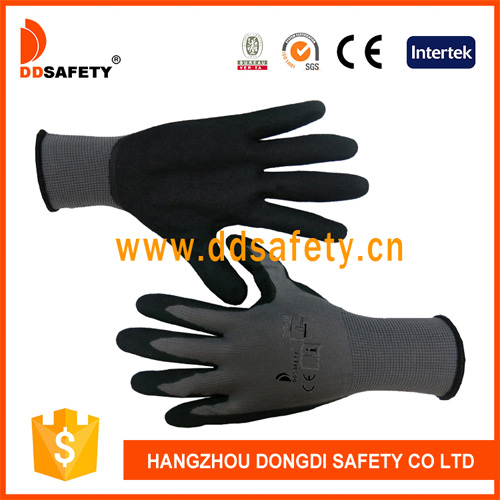 Grey nylon with black nitrile glove Grey nylon with black nitrile glove